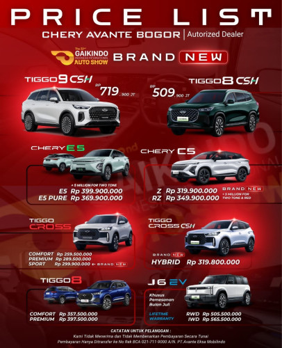 Pricelist Harga Chery durensawit 2025